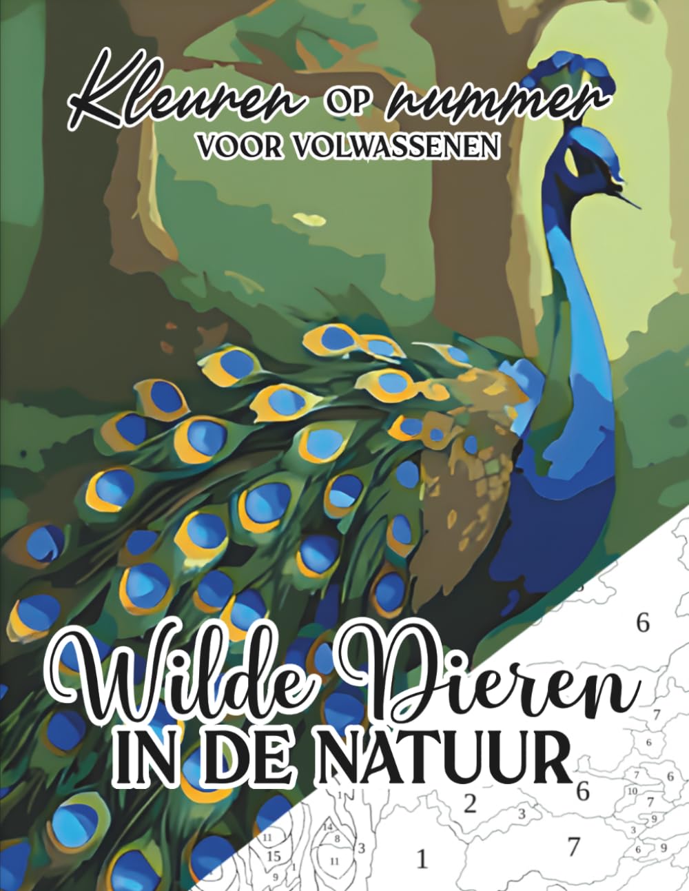 Kleuren op nummer voor volwassenen: Wilde dieren in de natuur
