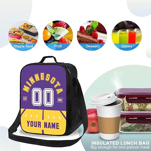 Miniatura 4 de Bolsa de almuerzo personalizada de Minnesota, con número de nombre, lonchera para almuerzo, bolsa de mano, regalos para fanáticos para hombres y