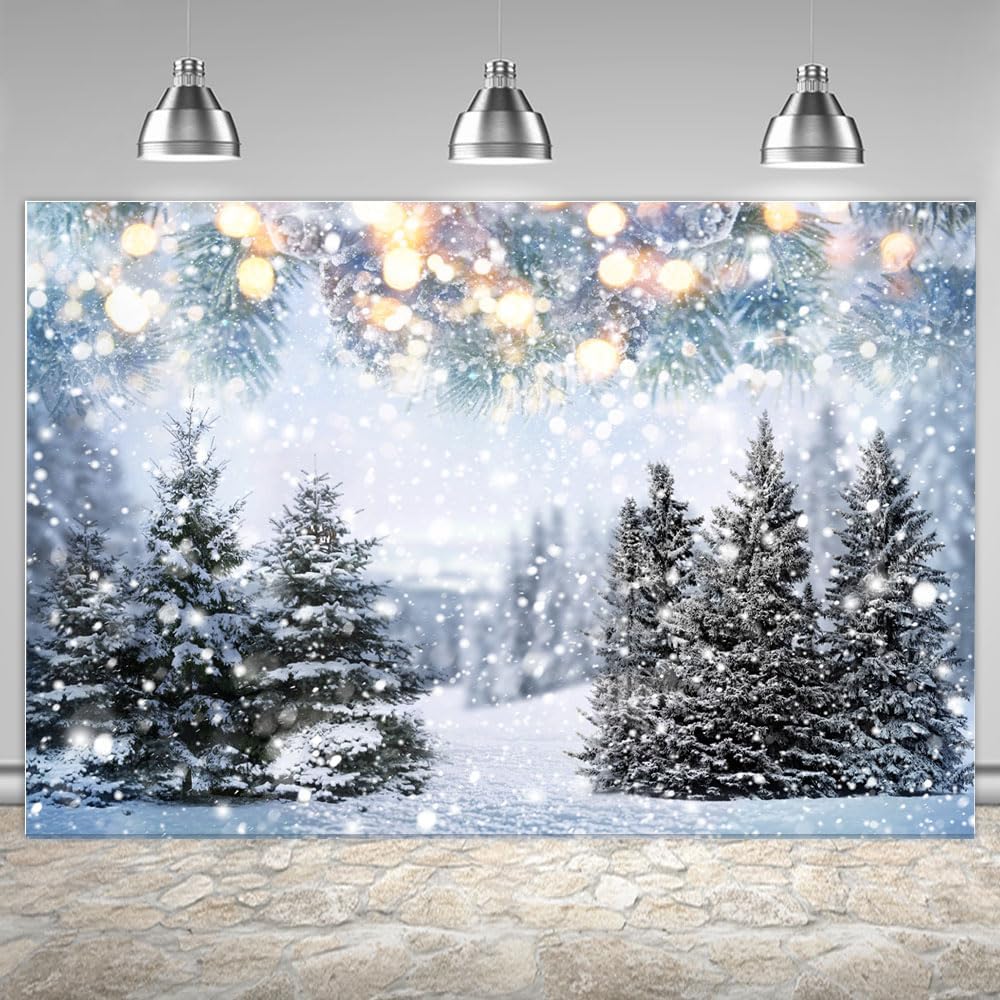 Lofaris Winter Wonderland Backdrop Christmas White Forest