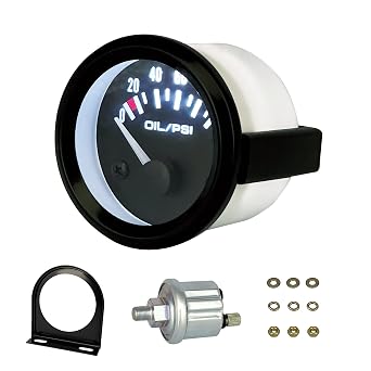 52mm 2 Inch Oil Pressure Gauge Meter Kit with Sensor Instrument Rack 100 PSI 12V Black Dial