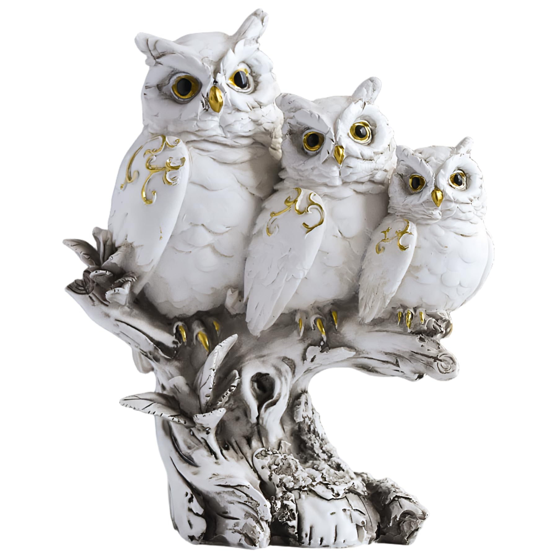 Trois figurines de hibou en résine, cadeau maison idéal