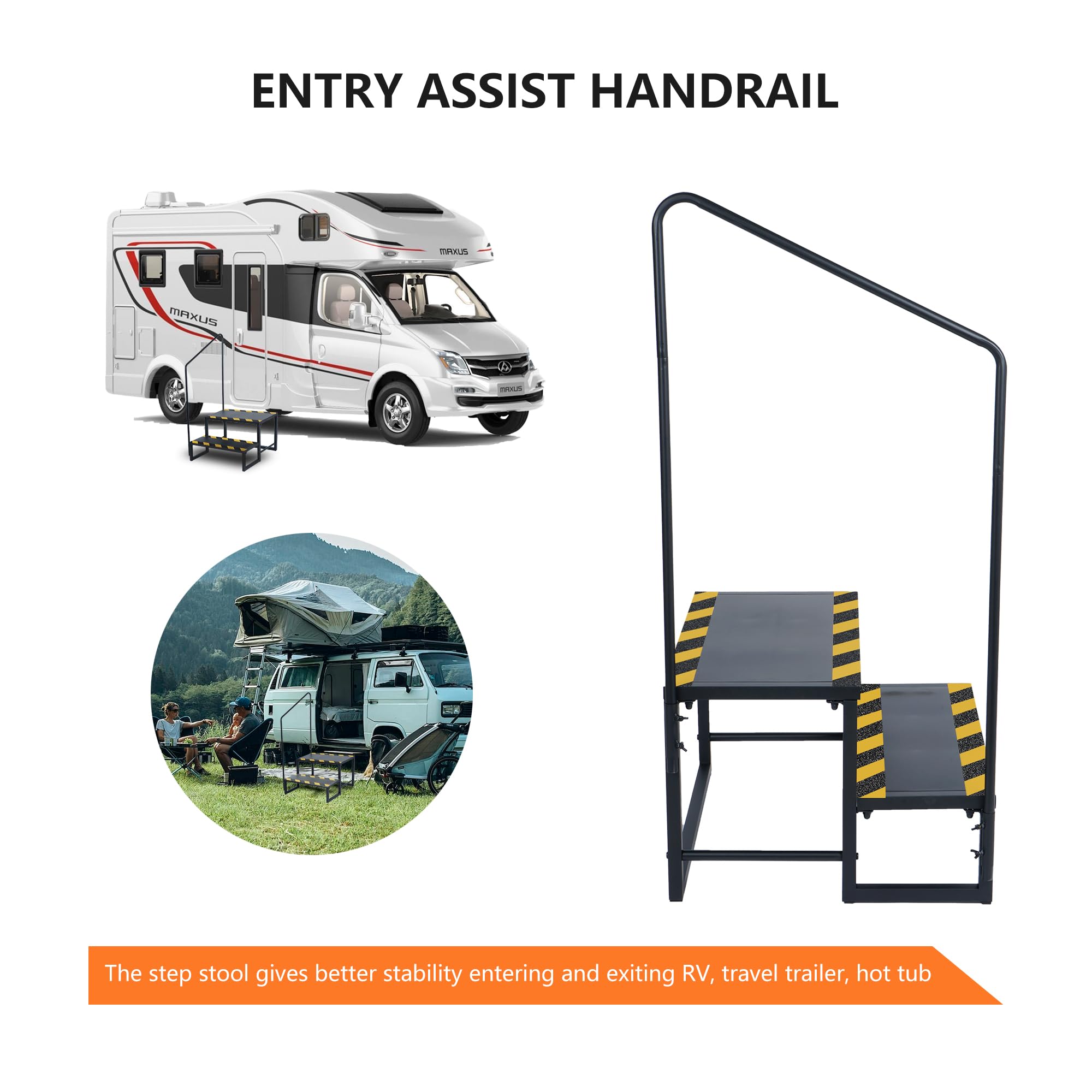 Rv Stairs 3-Step With Handrails - Portable Heavy Duty Steps For RV ...