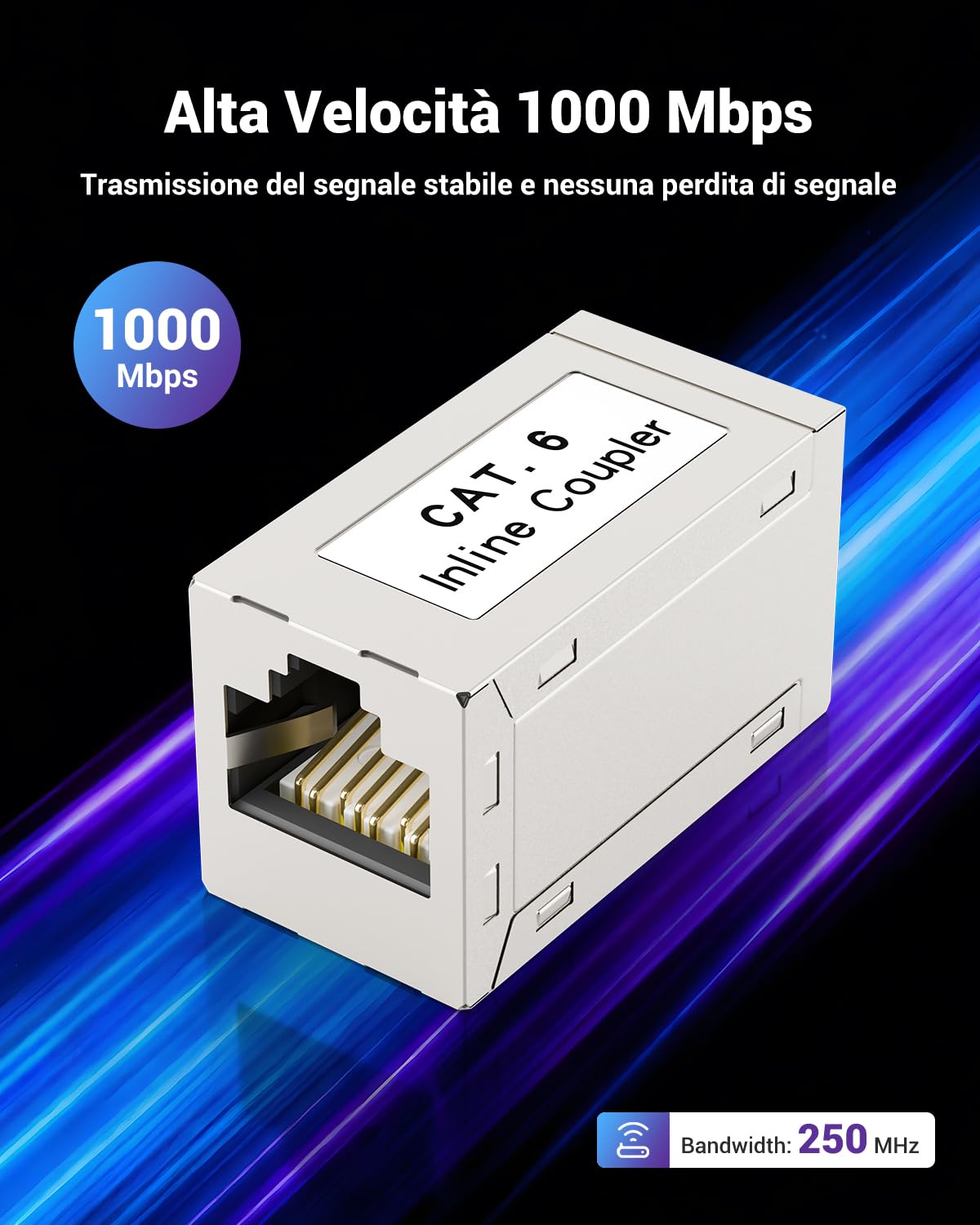 VCE Accoppiatore RJ45 Femmina Schermato, Adattatore RJ45 POE Cat6/Cat5e/Cat5, Prolunga Cavo LAN 5 Pezzi, per Router, Modem, PC, TV