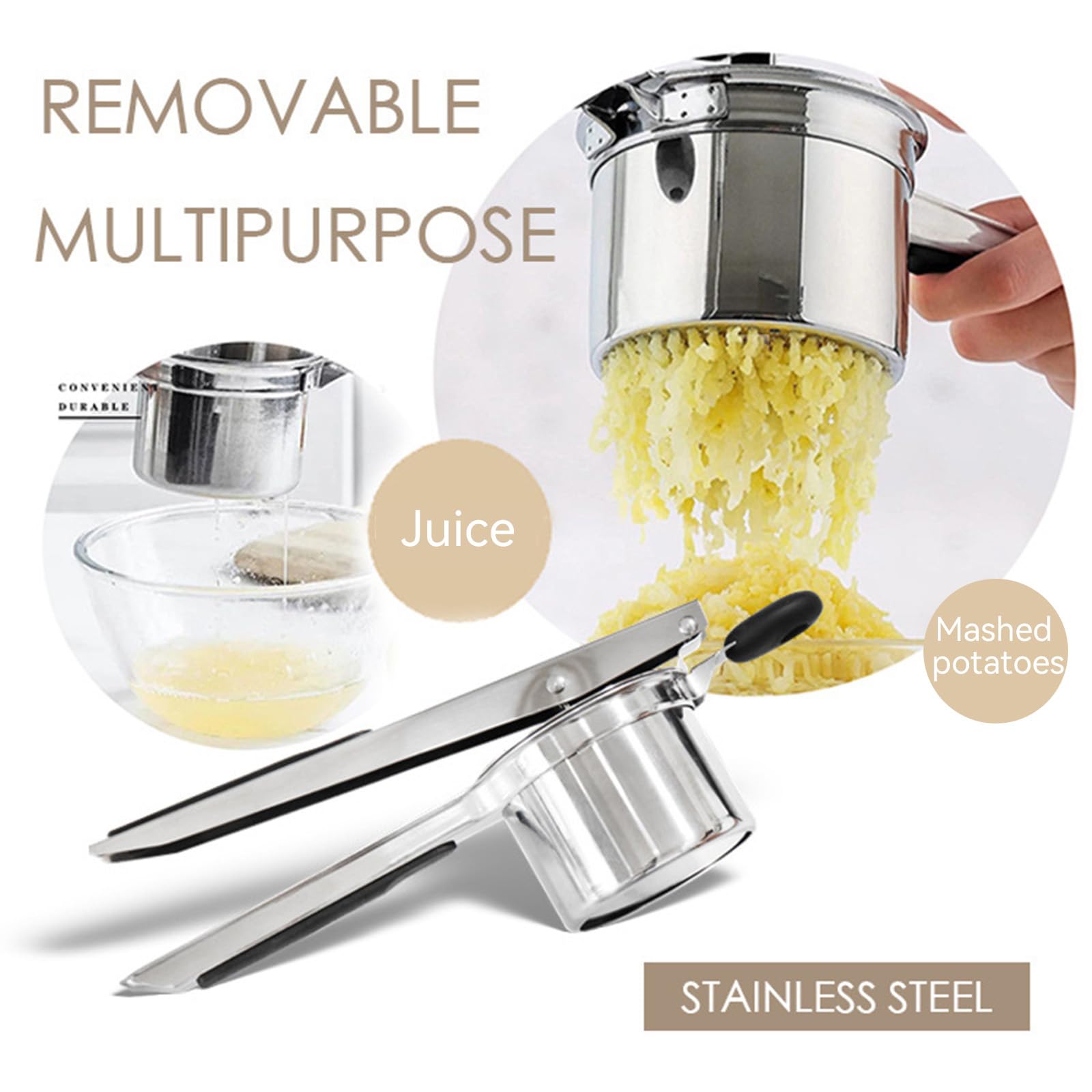 Bellemain Kartoffelpresse – 425 Ml Edelstahl, Mit Fester Scheibe, Für Kartoffelpüree & Gemüse