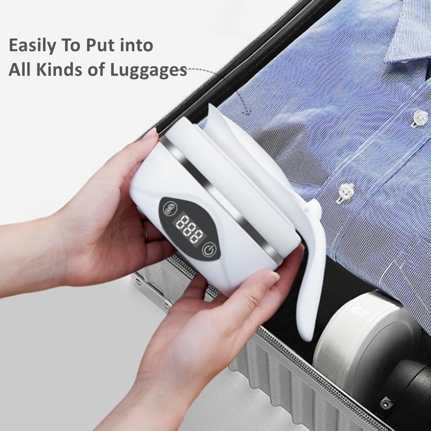 Collapsible Electric Travel Kettle, Portable Foldable Kettle for Boiling Water, Small Electric Kettles, Food-grade BPA Free Silicone, Suitable for 110V & 220V Dual Voltage, 850W (Pure White)