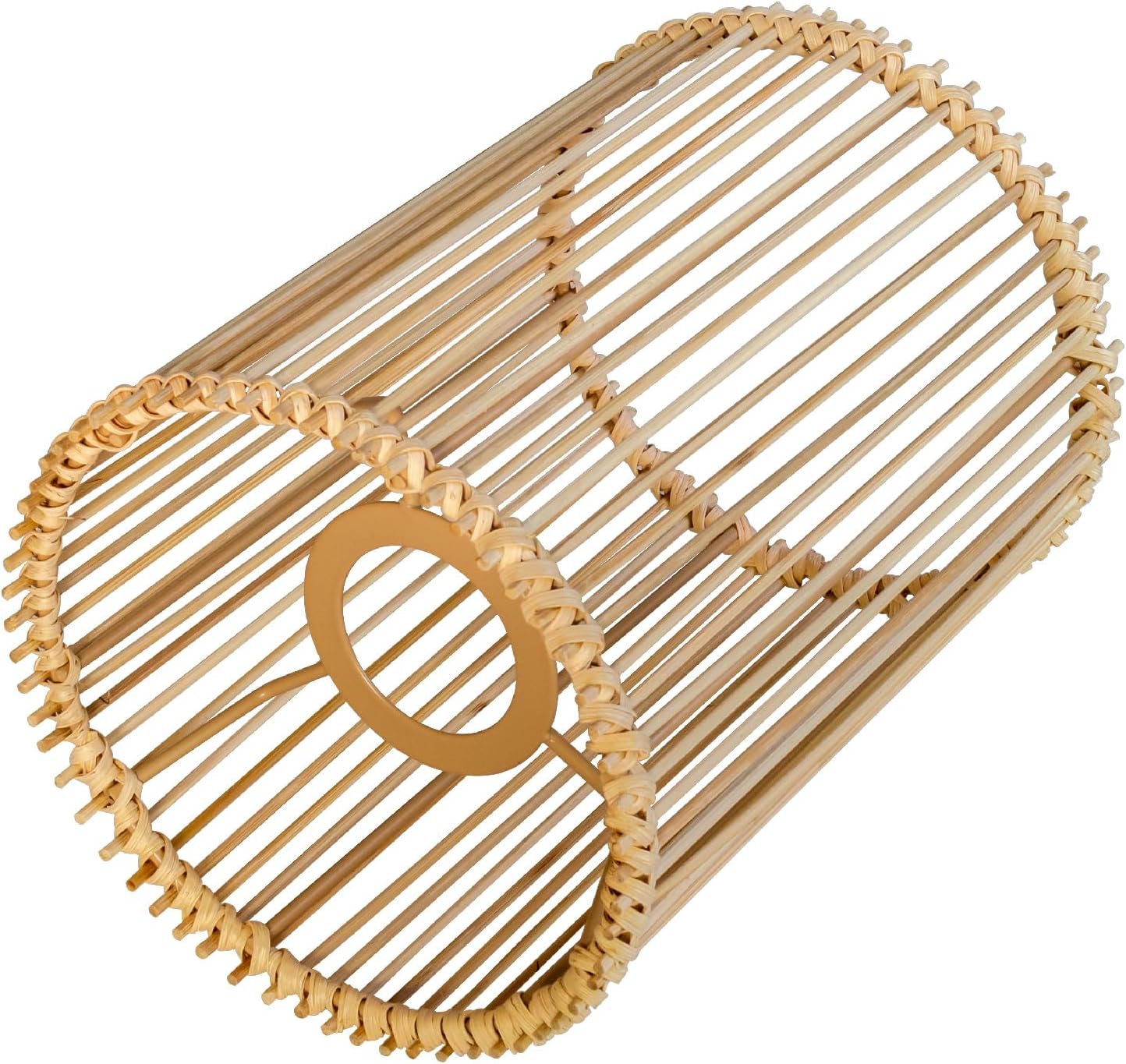 Tall Lampshade, Rattan Drum Lampshade for Table Lamps Floor Lamp,boho Lamp Shade, Easy Assembly Replacement Lampshade,5.9" Top X 5.9" Bottom X 7.88" High,white/beige