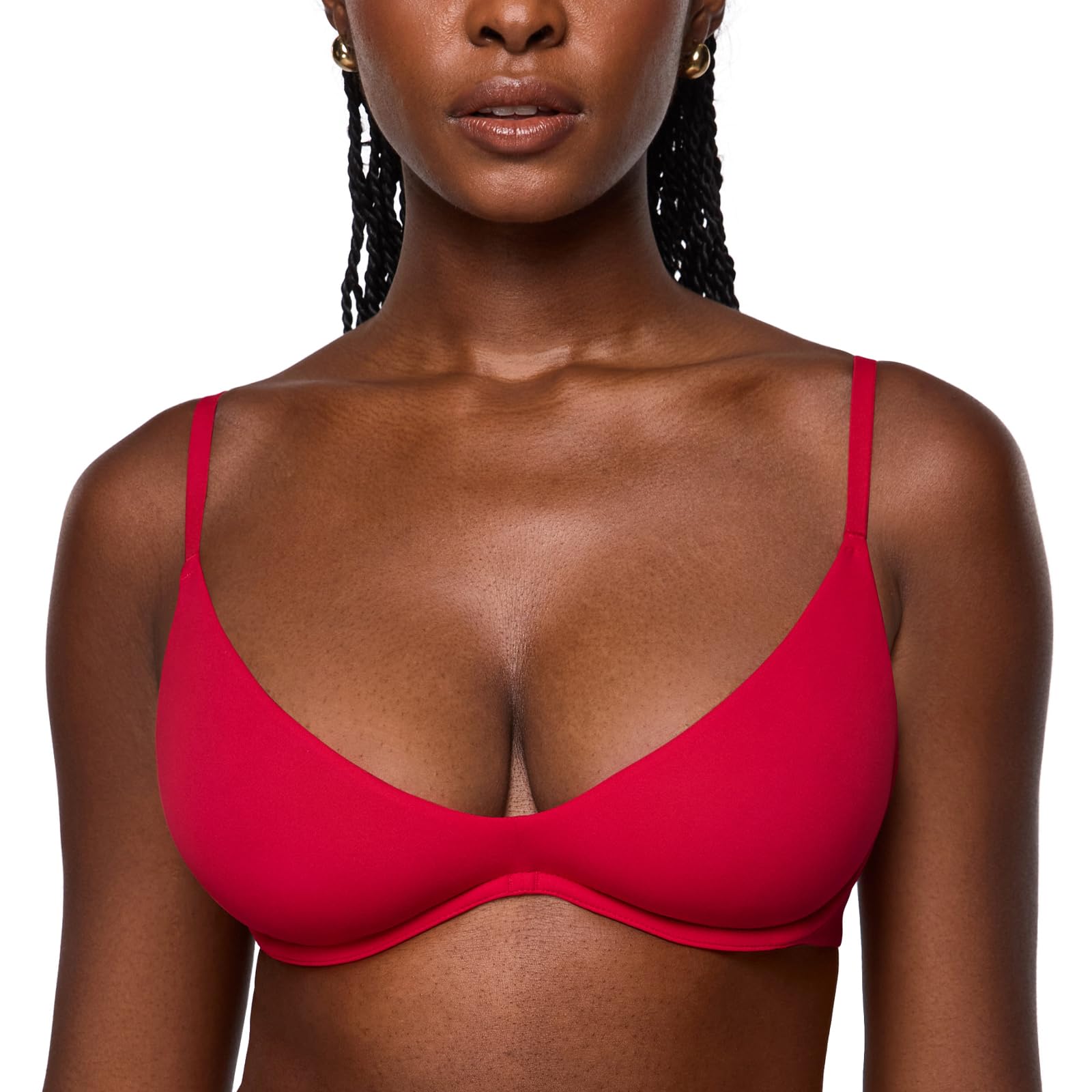 Women's Inbarely Plus Plunge Bra - Unlined Underwire Sexy Demi Balconette Bras