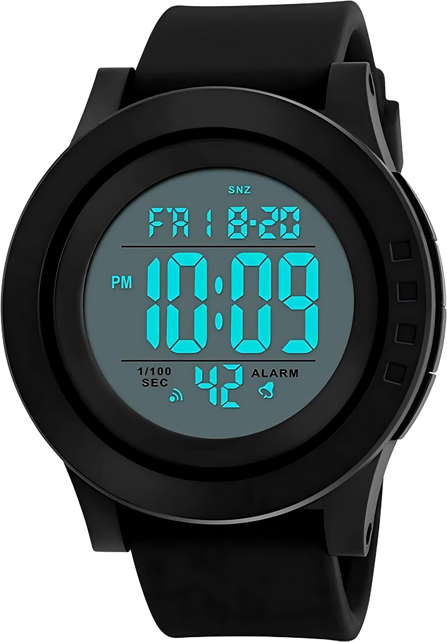 Men's Digital Sports Wrist Watch LED Screen Large Face Electronics Military Watches Waterproof Alarm Stopwatch Back Light Outdoor Casual Watch - Black