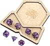 Coaster and Dice, Octopus Eye Monster Pattern Cup Coasters, 7pcs D&D Polyhedral Dices, RPG Accessories for Game Nights, 1pcs Wooden Coaster, Tabletop Gaming Gifts for DND Gamer, Home Decoration