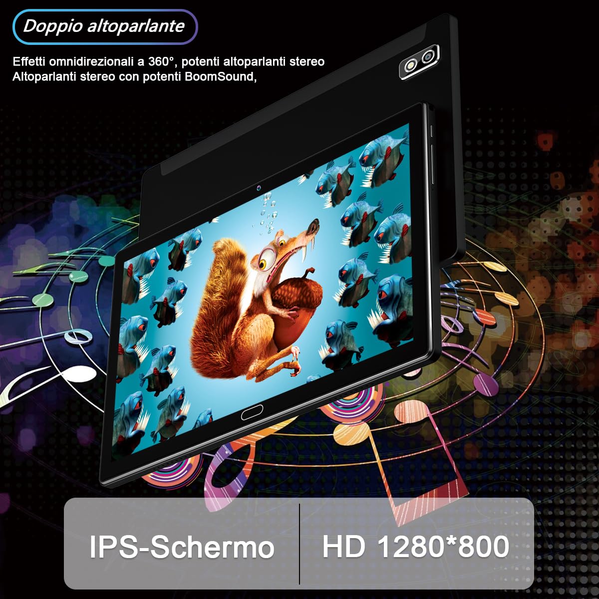 KADYBE 2024 Ultima versione Android 13 Tablet 10 Pollici con tastiera e mouse, 64 GB ROM 512 GB TF Octa-Core, 2 in 1 Tablet con 2 SIM Slot 1 SD, | 5+13 MP | 1,6GHz | 6000 mAh |Typ-C(Nero)