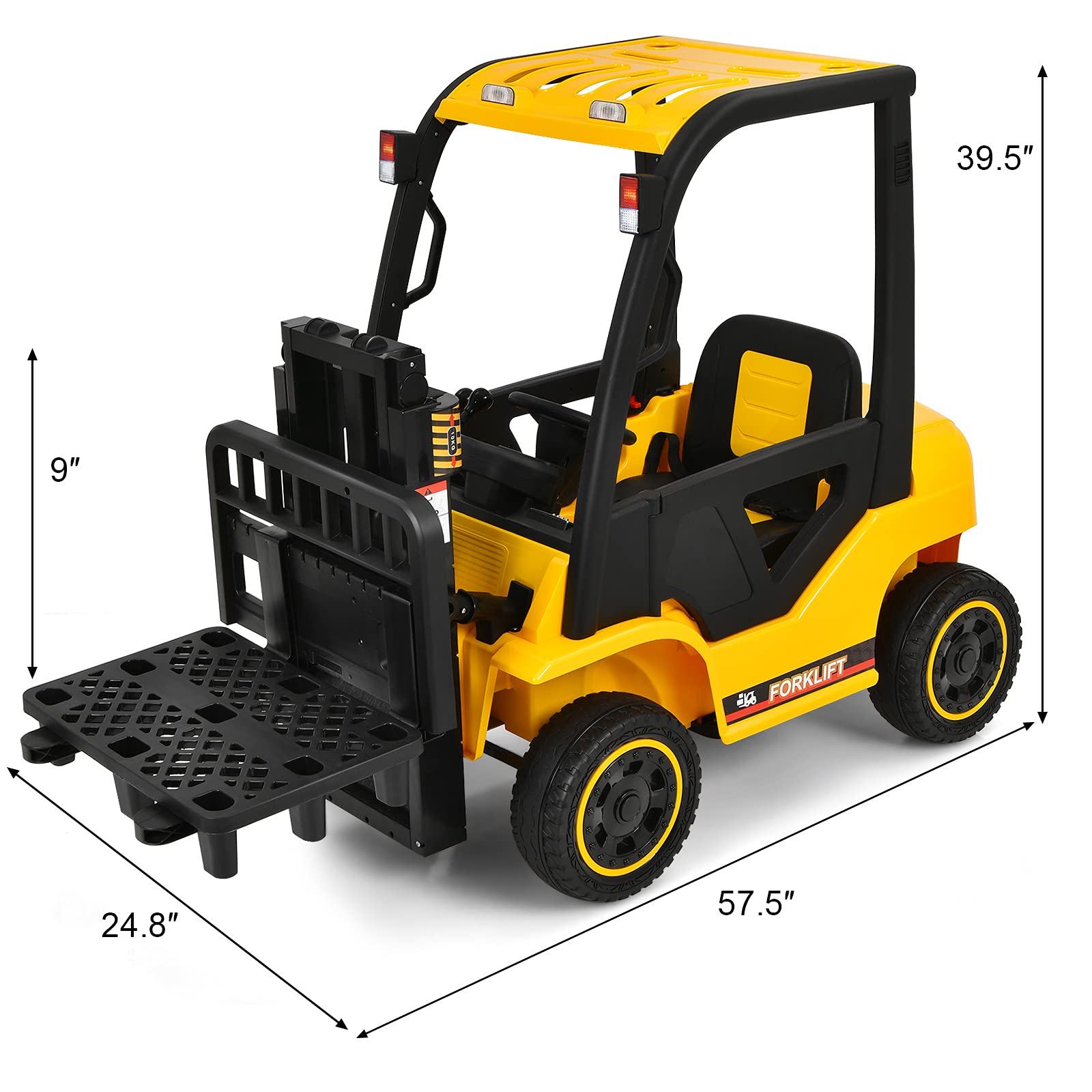 Costzon Ride on Car, 12V Kids Forklift w/ Remote Control, Openable Door