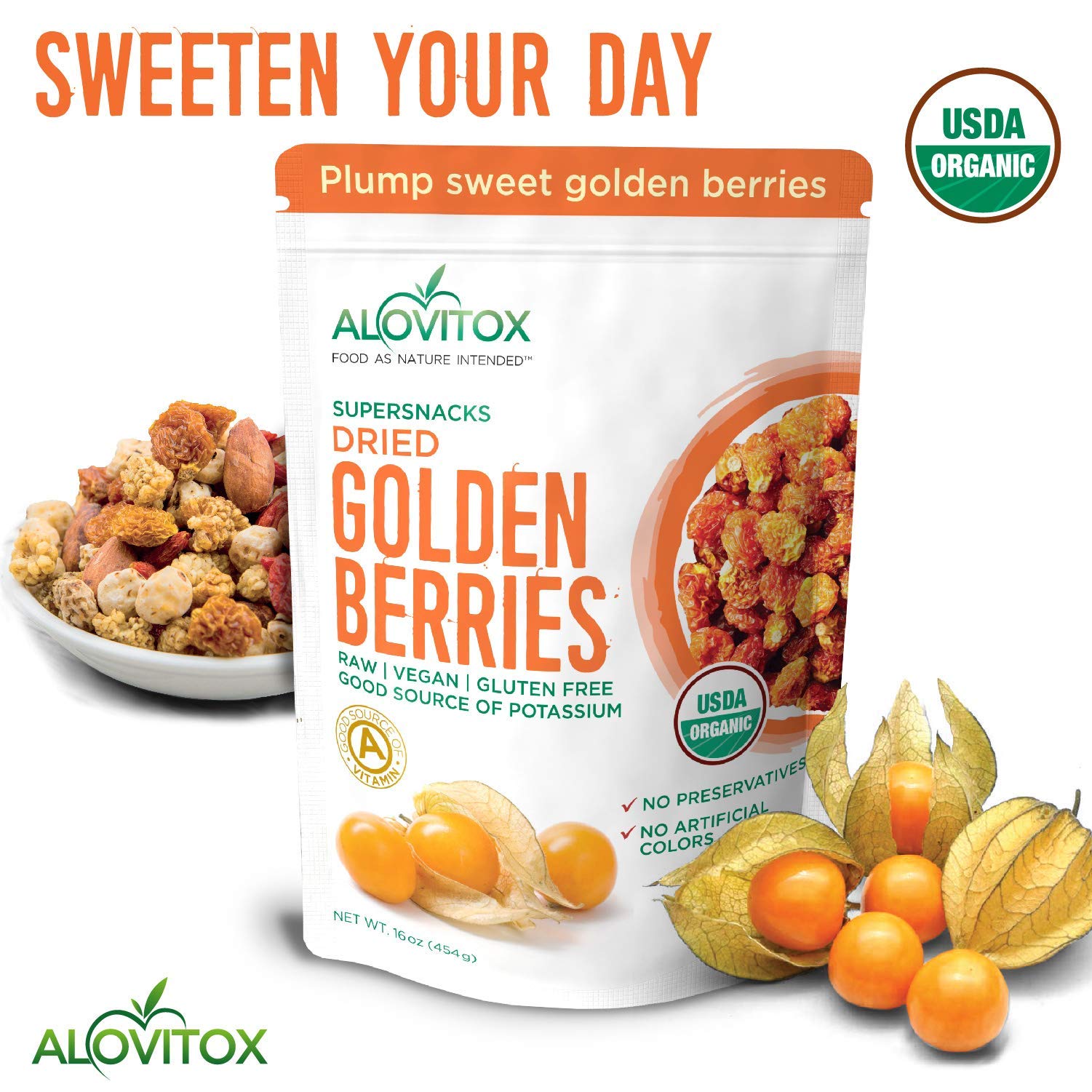 Buy Alovitox Sun Dried Golden BerriesRaw, Fresh & USDA Organic Gluten