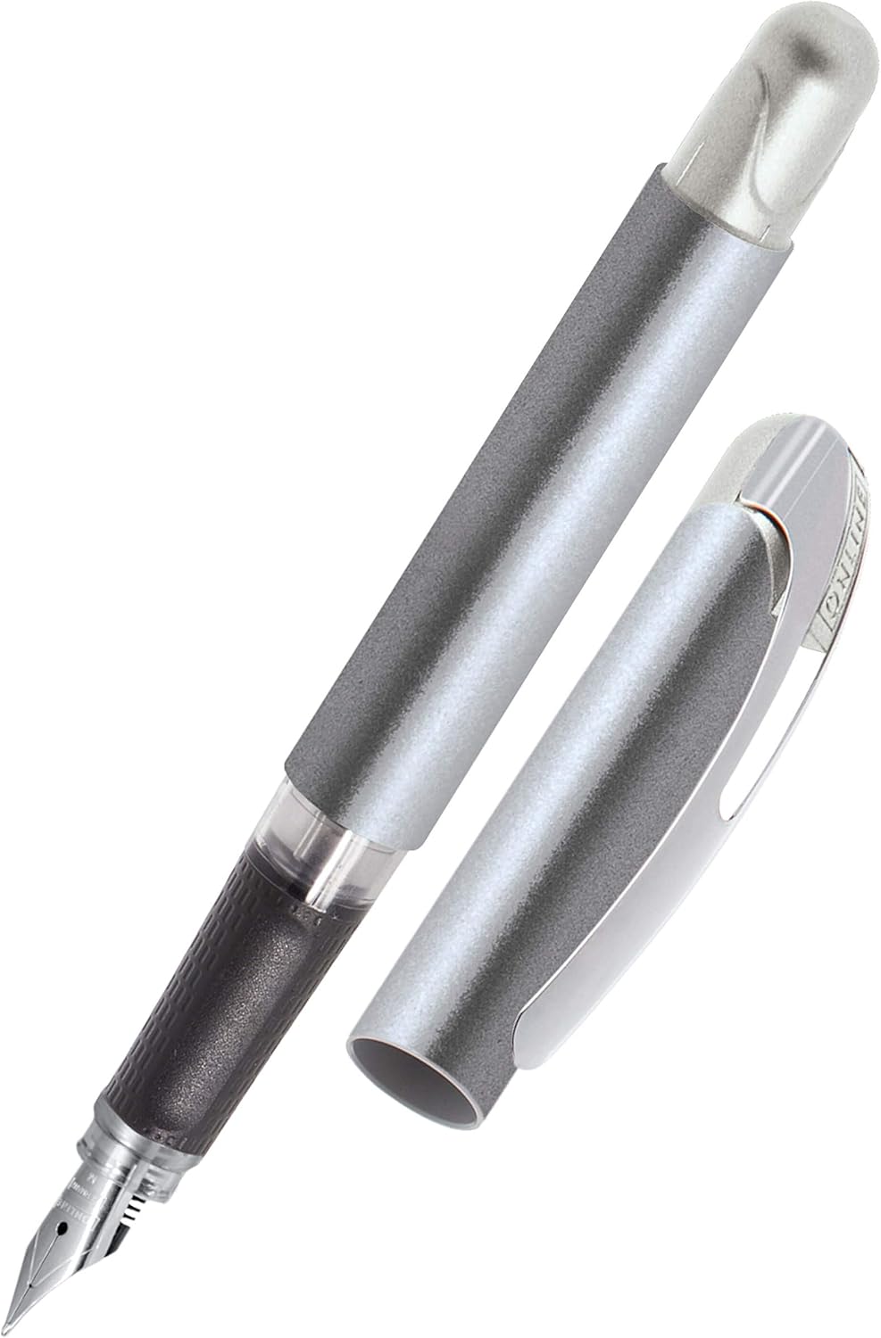 Online College Metallic Stone Fountain Pen for Right-Handed Users, Ergonomic Grip, High-Quality Iridium Nib Medium, Standard Ink Cartridges
