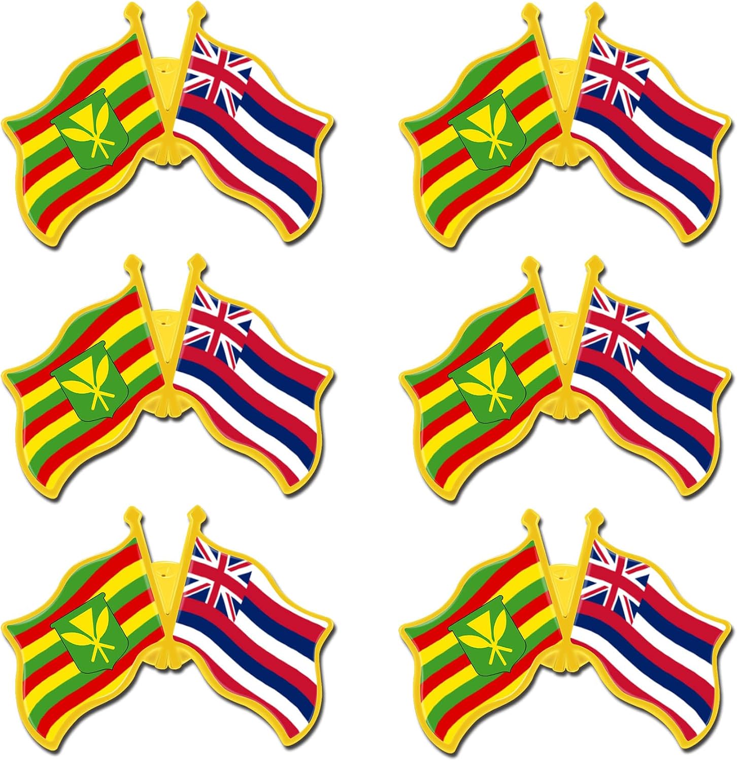 6/12/50/100 Pack -Friendship Hawaii Kanaka Maoli Flag Pins Bulk -1.4” Metal US USA Hawaiian Kanaka Maoli Lapel Pins Badge Button Button Souvenir