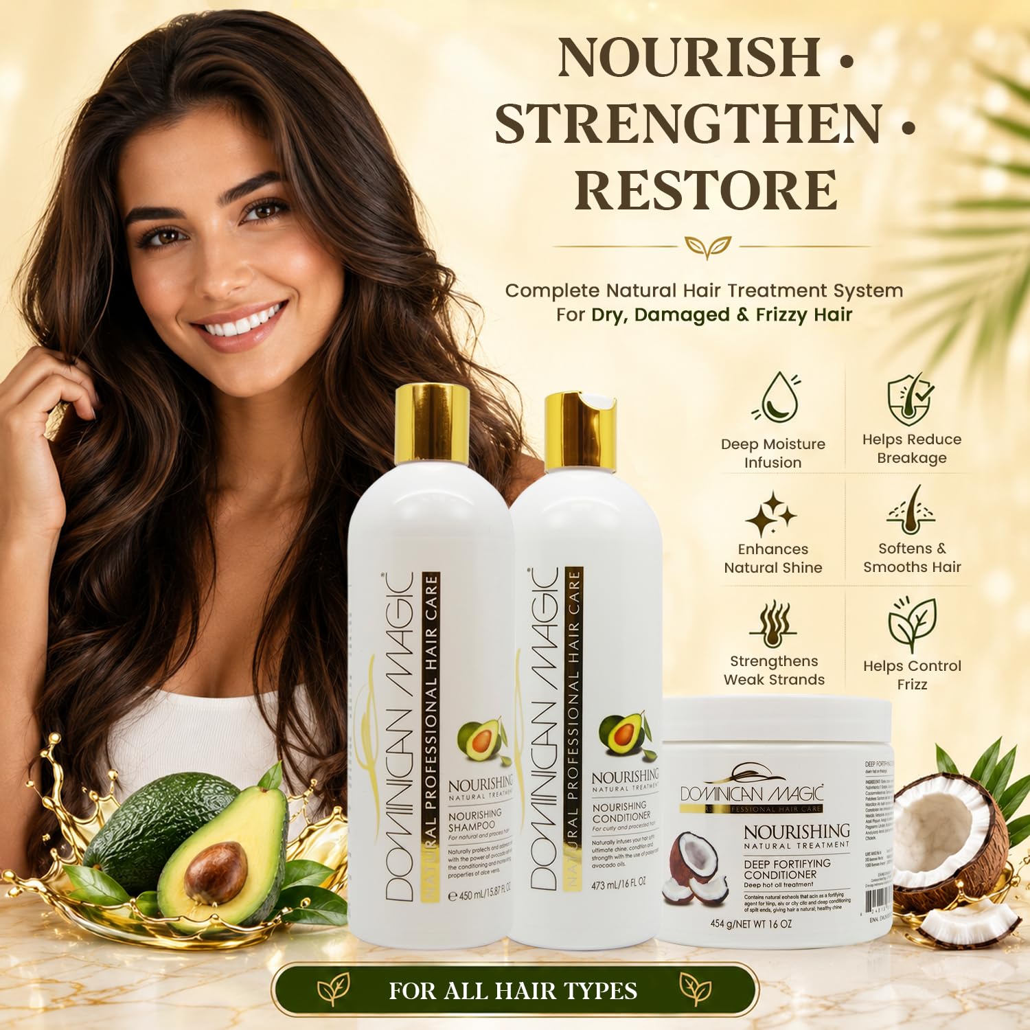 Dominican Magic Nourishing Shampoo & Conditioner Set for Dry, Damaged Hair