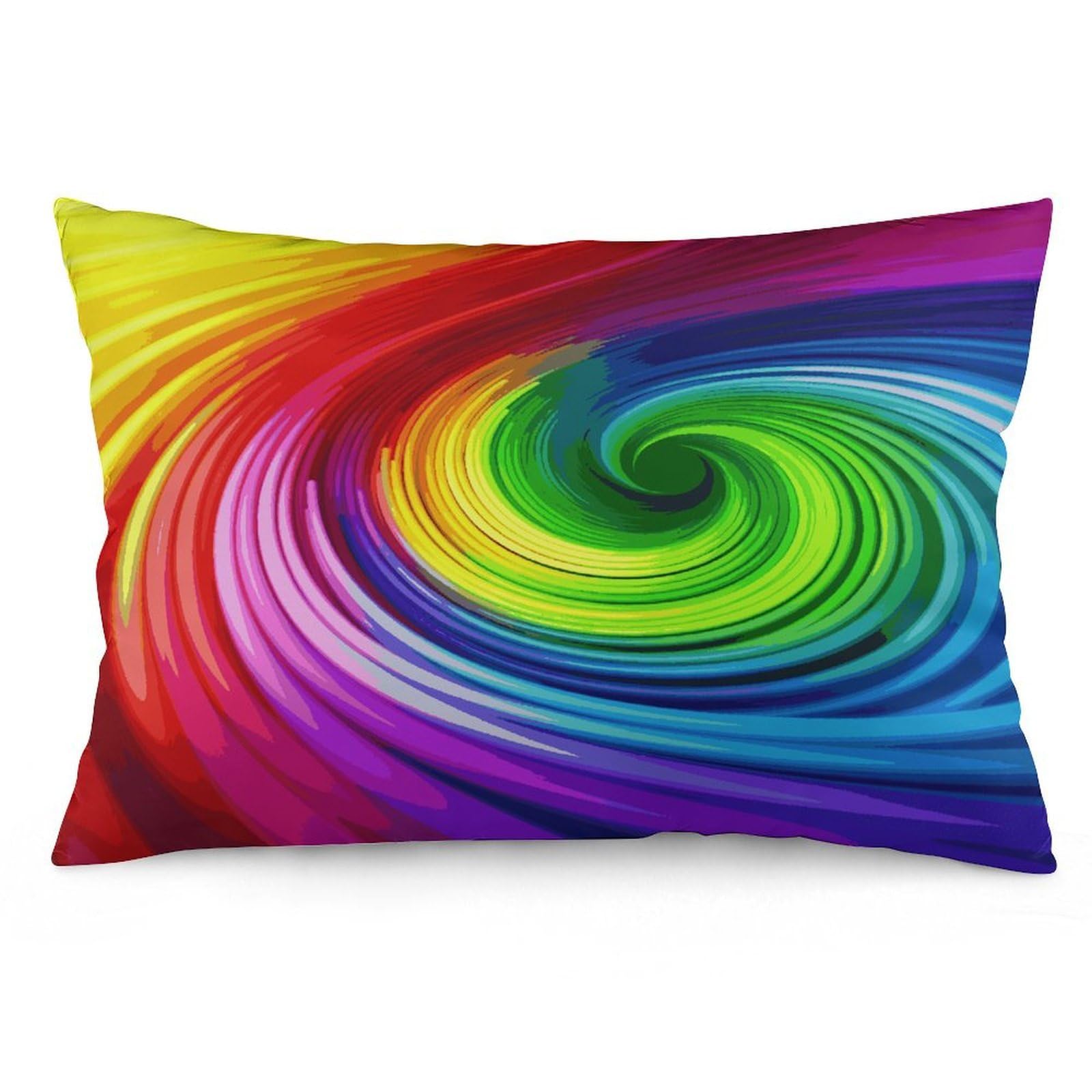 Rainbow Spiral Throw Pillow Covers with Silent Zipper Polyester Pillow Protectors Removable Pillow Cases Soft Pillowcase Cozy Pillow Sham Cushion Cover for Sofa Car Bed 16 "x24