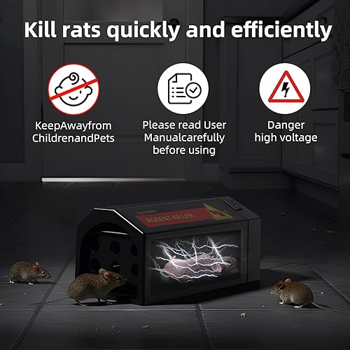 Miniatura 4 de Trampa eléctrica para ratones, trampas electrónicas para ratones, zapper recargable para ratas, control continuo de roedores de descarga eléctrica.