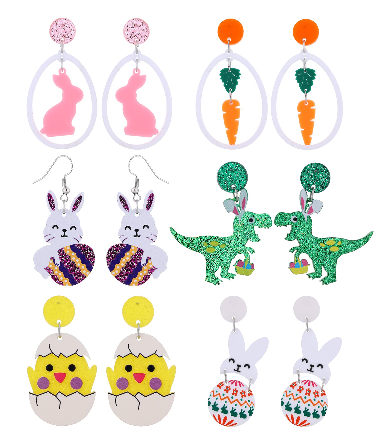 Taouzi Acrylic Earrings for Women Holiday Acrylic Stud Earrings Christmas Valentine St. Patrick's Day Easter Thankings Christmas Gifts for Women Girls Holiday Basket Stuffers 6 Pairs