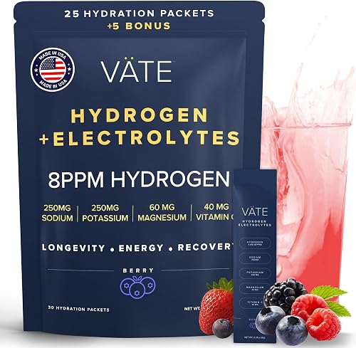 VATE Hydrogen Water Tablets + Electrolytes Powder Packets, Berry, 30ct