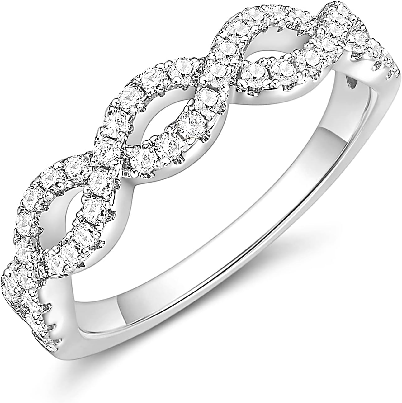 SHINYSO Wedding Bands for Women Infinity Stacking Ring Half Cubic Zirconia Eternity Engagement Ring Size 4-10