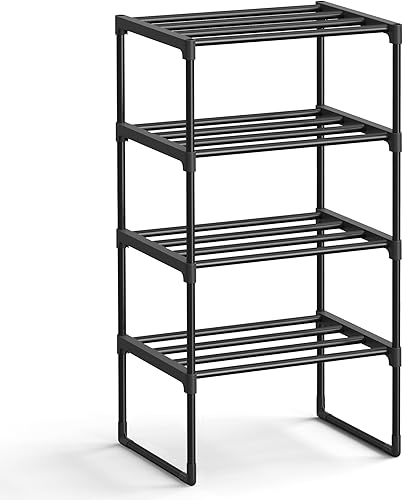 Miniatura 23 de SONGMICS Zapatero, Organizador de Zapatos de 3 Niveles, Estante de Almacenamiento de Metal, Vertical o al Revés, para 16-20 Pares, Apilable, para