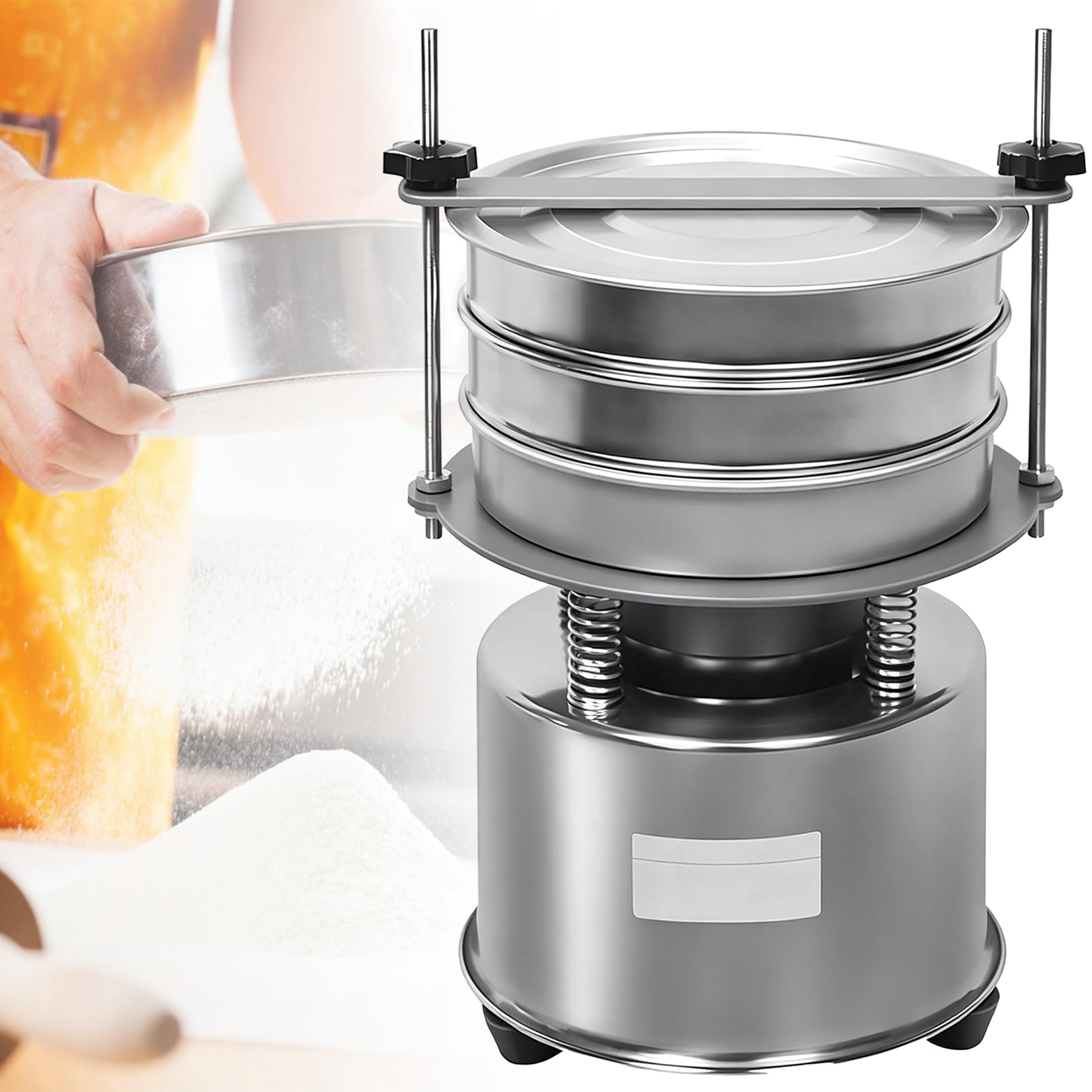 Máquina agitadora de tamices automática, tamiz vibratorio de Acero Inoxidable de 200 mm, máquina Profesional de tamizado de Polvo a 1680 RPM para harina, Frijol Mungo, arroz y Hierbas 80Mesh