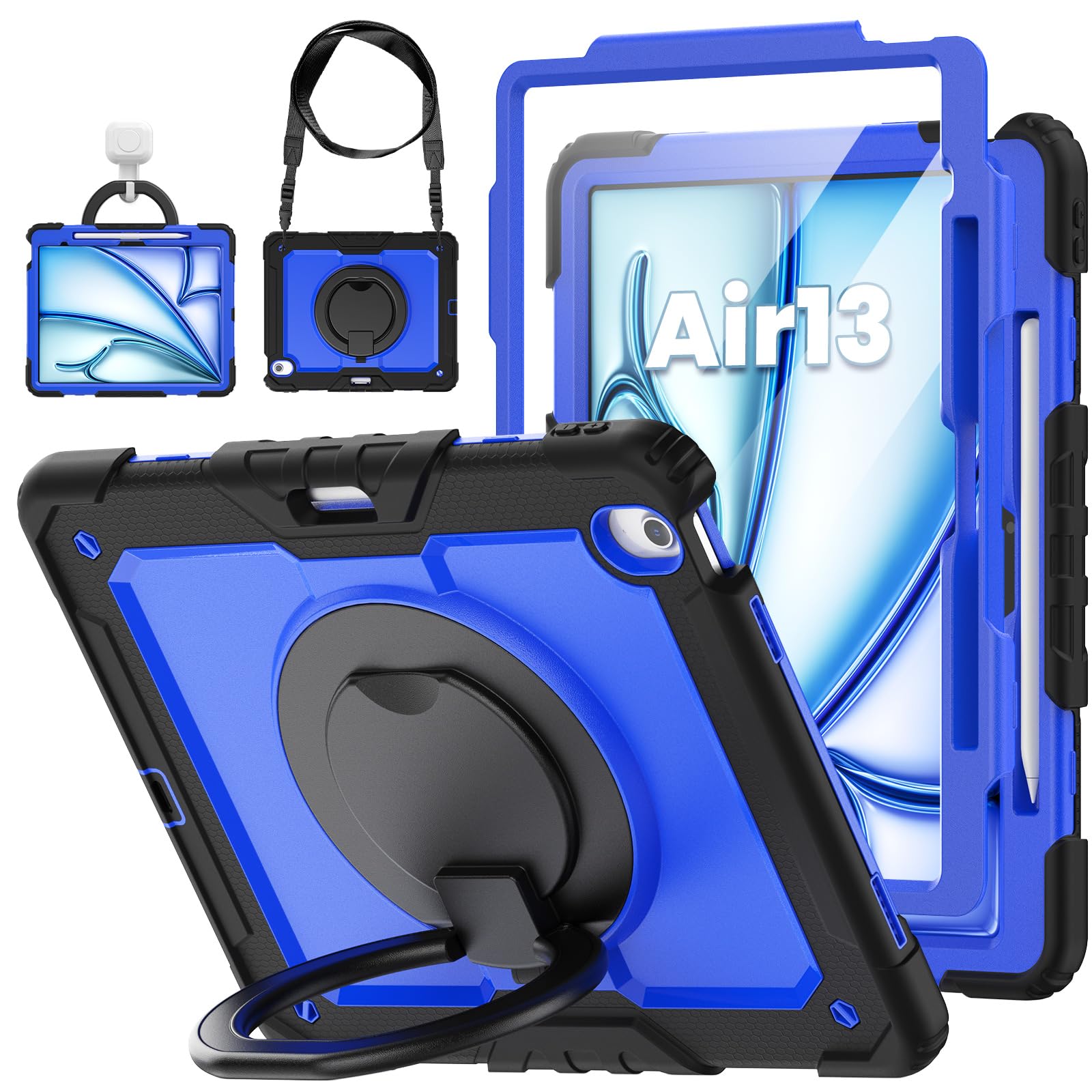 for iPad Air 13 Inch Case M4 2026 / M3 2025 / M2 2024, Black/Blue