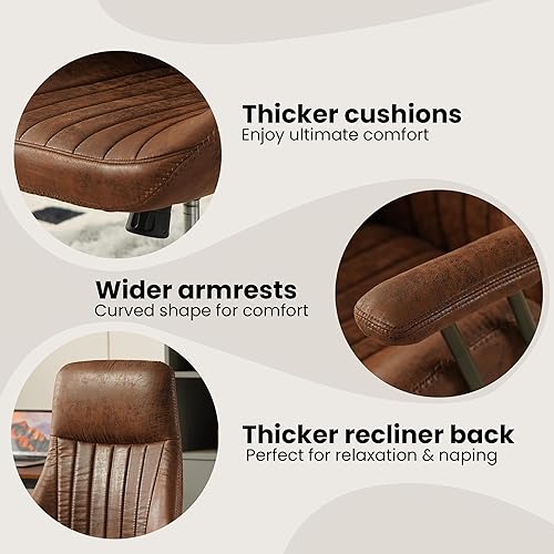 Miniatura 7 de Silla de escritorio de oficina en casa, silla de oficina moderna de mediados de siglo con soporte lumbar ajustable, silla ejecutiva de altura