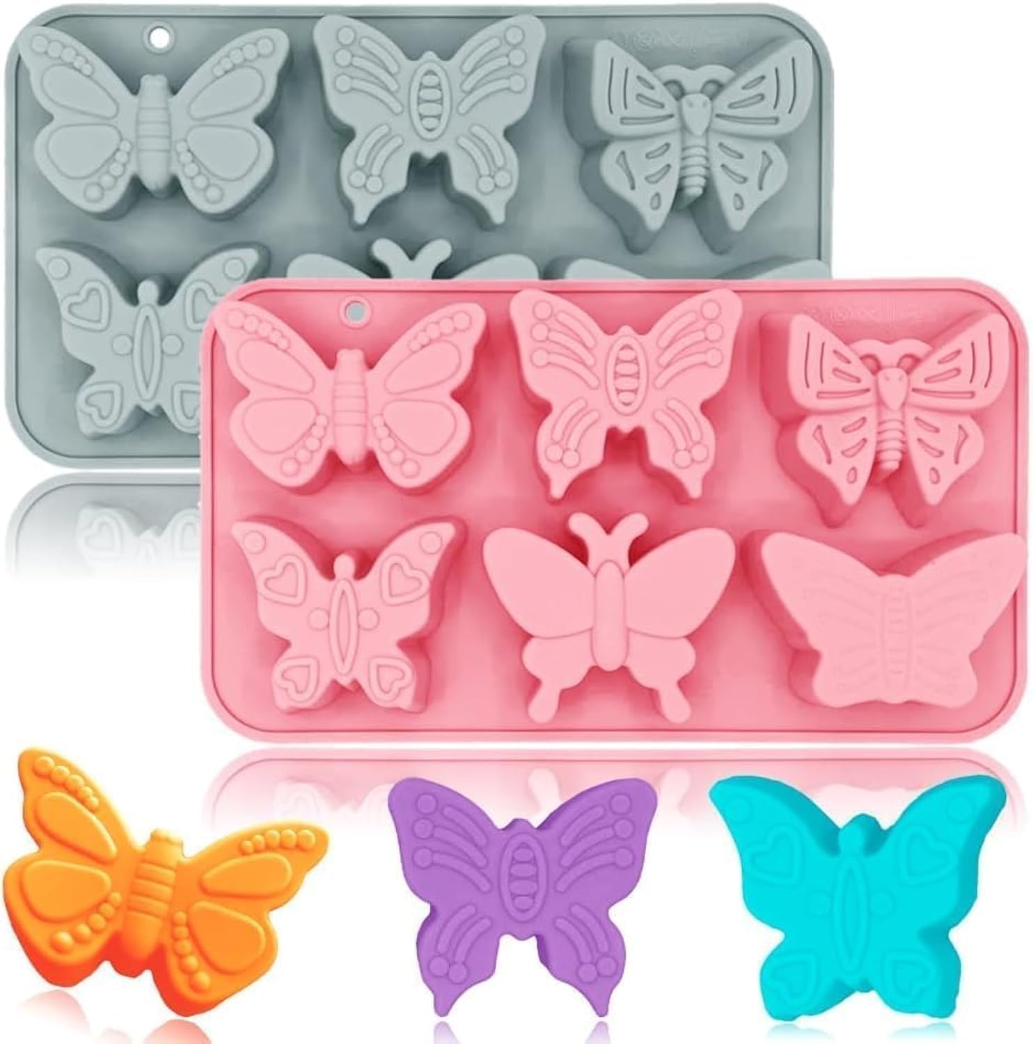 2 Pack Cute Butterfly Silicone Molds 3D Butterfly Themed Baking Mould Tray DIY Baking Tool for Chocolate Cake Dessert Candy Mousse Pastry Handmade Soap Cupcake Topper