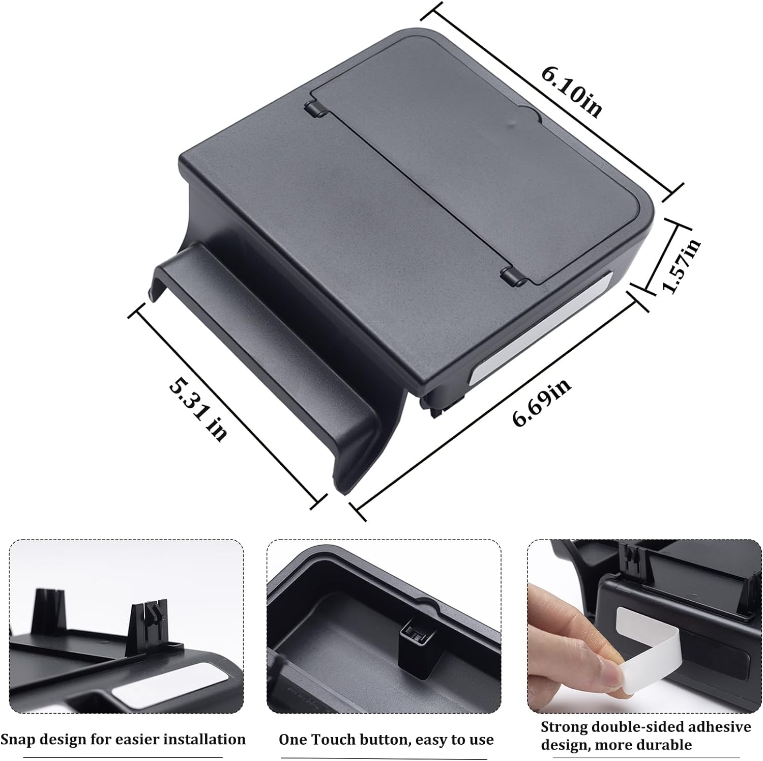 Center Console Hidden Organizer Box Compatible with Jeep Wrangler JL/JLU 4XE and Jeep Gladiator JT 2018-2023 2024 2025 Accessories Armrest Secret Compartment One-Touch Hidden Storage（Patent Design）