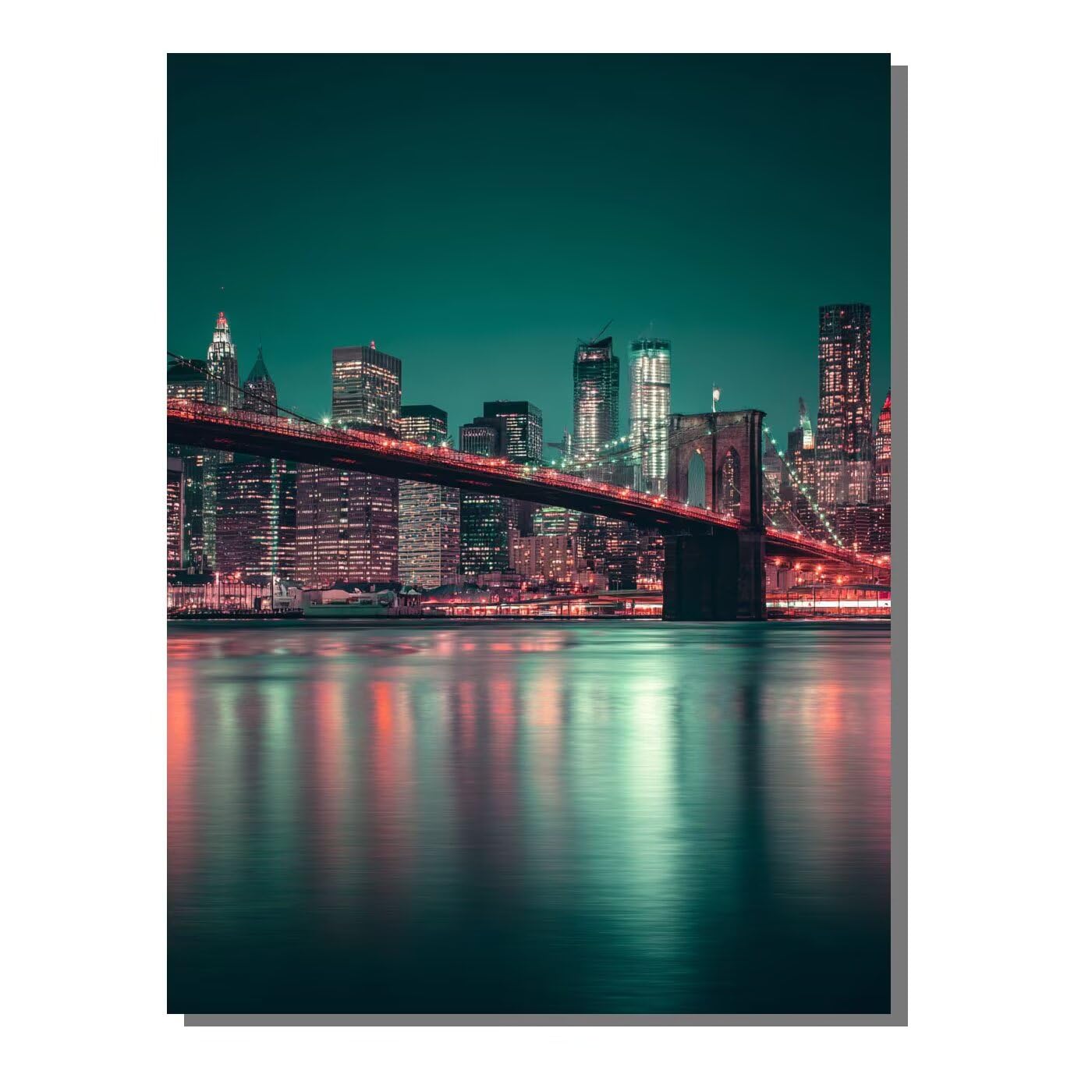 Malowanie według numerów dla dzieci Brooklyn New York Bridge DIY Kit 36 akrylowych i pędzli dla początkujących malowanie według numerów z ramą kreatywnych dorosłych, dekoracja domu prezent 100 x 135