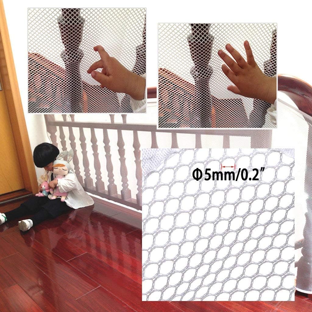 Kids Protective Safety Netting,Sturdy Banister Stair Mesh Net Protector with 25 Nylon Ropes 15 Buckling Straps,Toddler Safety Mesh Net Thicken Secure Guards