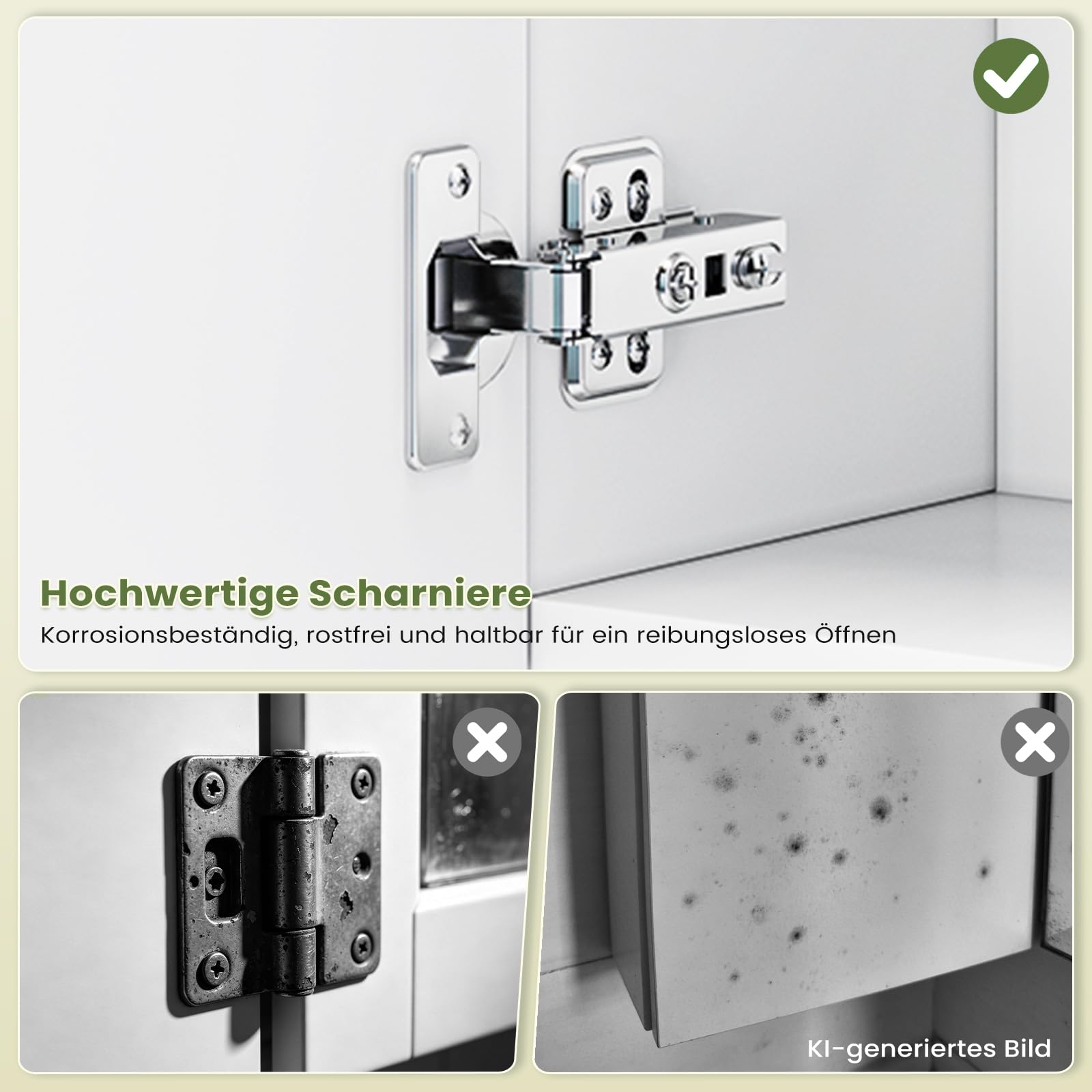 Spiegelschrank Bad mit LED-Beleuchtung und Steckdose 80 cm Breit | Doppeltür Badschrank mit HD Spiegel, Verstellbaren Ablagen, Offenes Regal, Badezimmerschrank, Wandschrank 80 x 19,5 x 75.5 cm