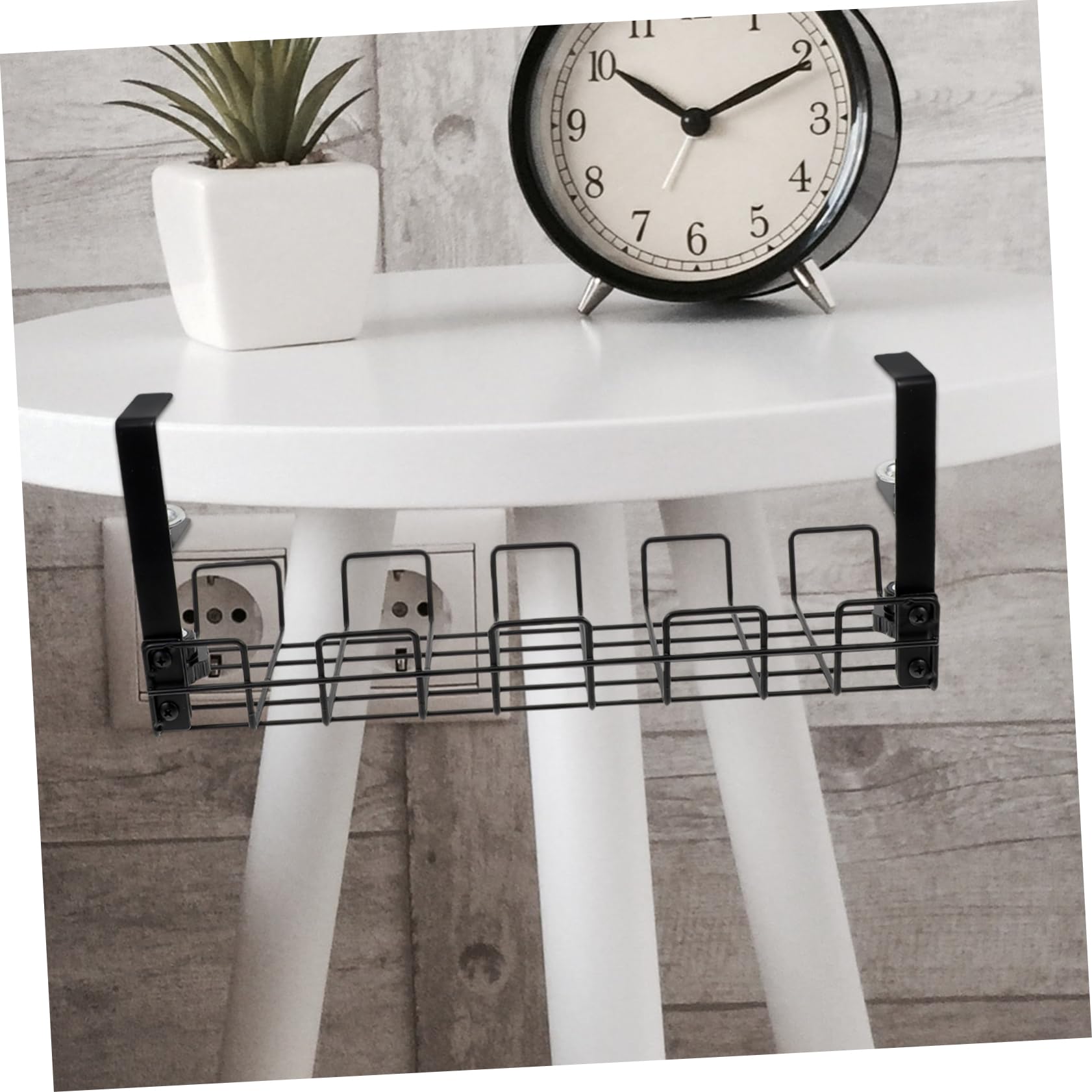 EXCEART Organisateur de Câbles Multifonctionnel sous Bureau pour Bureau Moderne Support en Fil Métallique Robuste pour Rangement Multiprises et Gestion Câble Noir Usage Domestique Professionnel