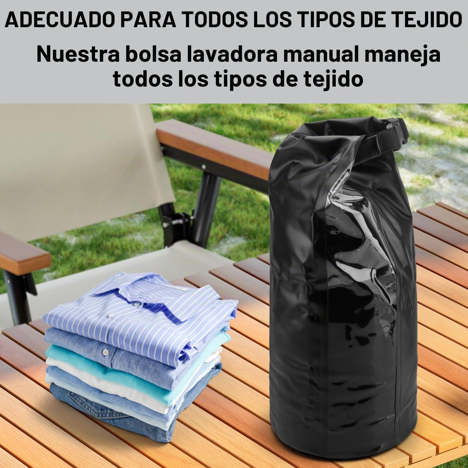 Lavadora de Viaje y Cuerda para Tender Retráctil - Lavadora de Ropa a Mano y Lavadora Portátil - Bolsa de Lavandería de Viaje Duradera y Lavadora de Camping - Lavadora Manual Portátil para Ropa