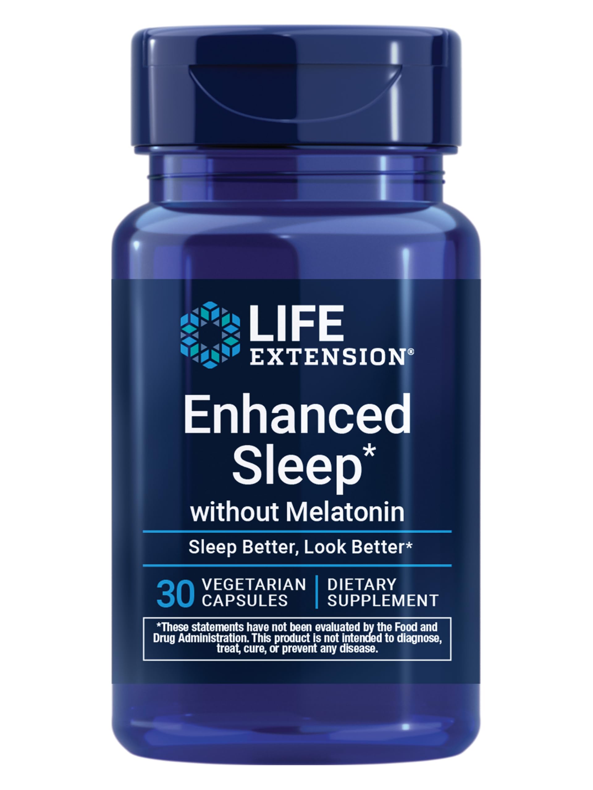 Life Extension Enhanced Sleep without Melatonin - Melatonin Free Sleep Support Supplement with Ashwagandha, Amla Extracts & Casein Milk Peptides – Gluten-Free, Non-GMO, Vegetarian – 30 Capsules