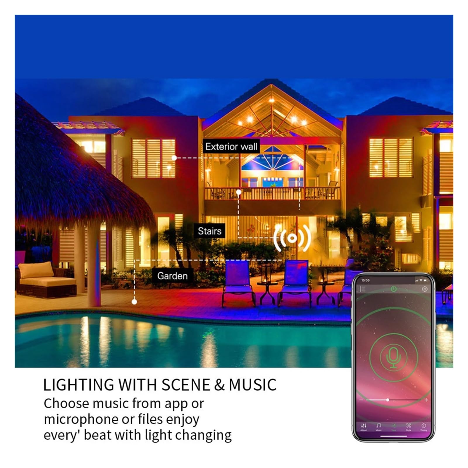 RGB LED Flutlicht 50W/100W RGB Flutlicht Bluetooth APP Outdoor Smart Flutlicht Scheinwerfer IP68 LED wall Washer Licht(White Shell,100W)