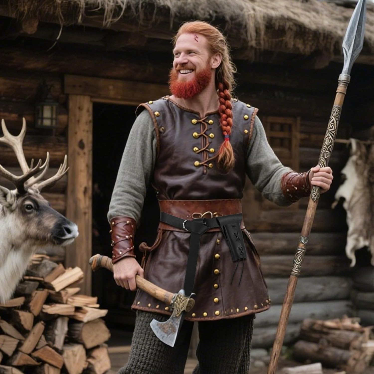 Medieval Leather Sword Belt Dagger Frog Renaissance LARP Accessories for Knight Warrior Cosplay - Image 6