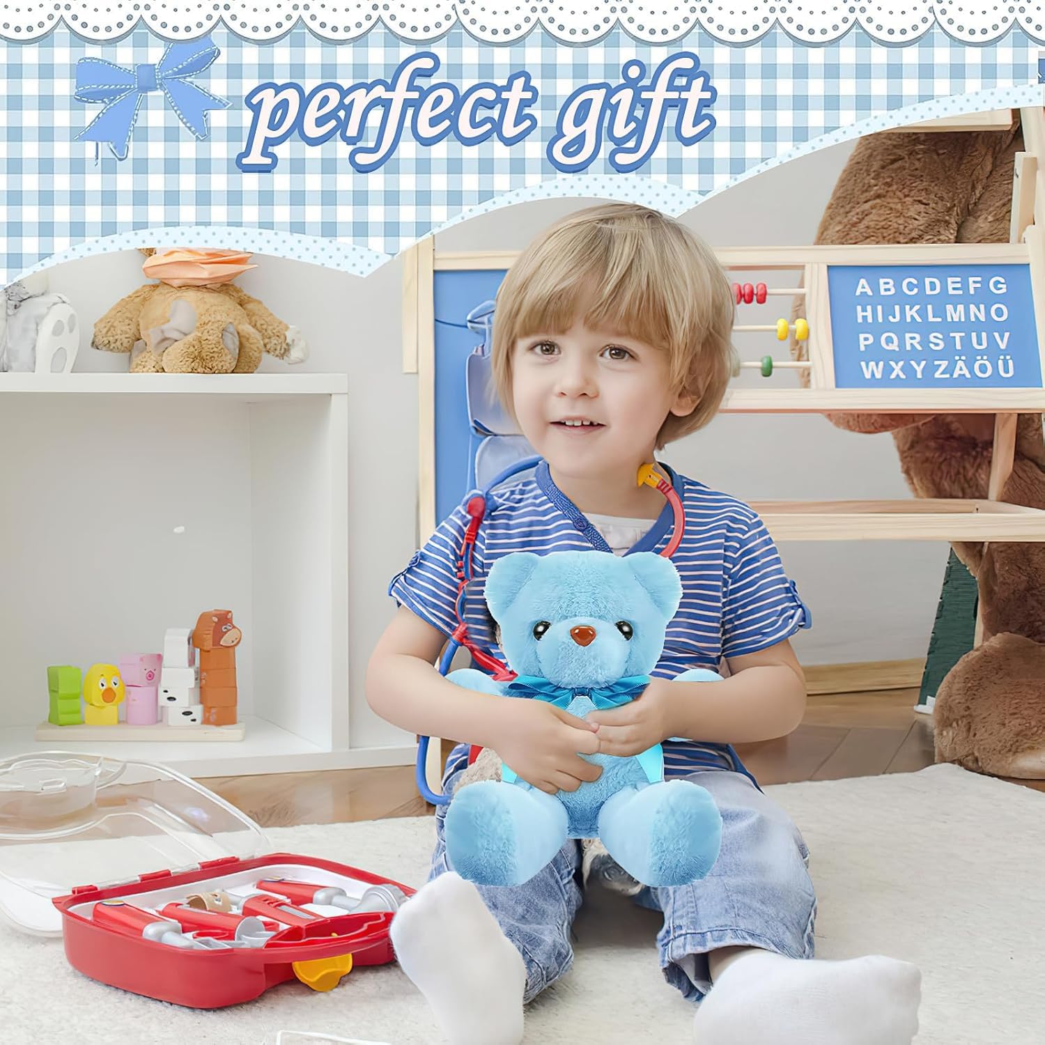 Oso de peluche pequeño de 30 cm, 16 unidades, oso de peluche con pajarita, regalo de San Valentín, regalo de cumpleaños, baby shower (10 colores)