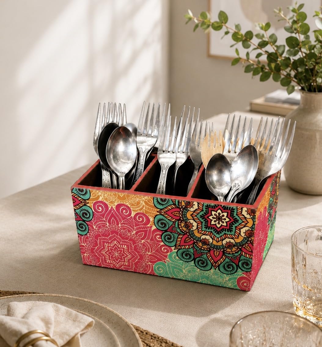 Handcrafted Cutlery Holder - 3 Compartments -9