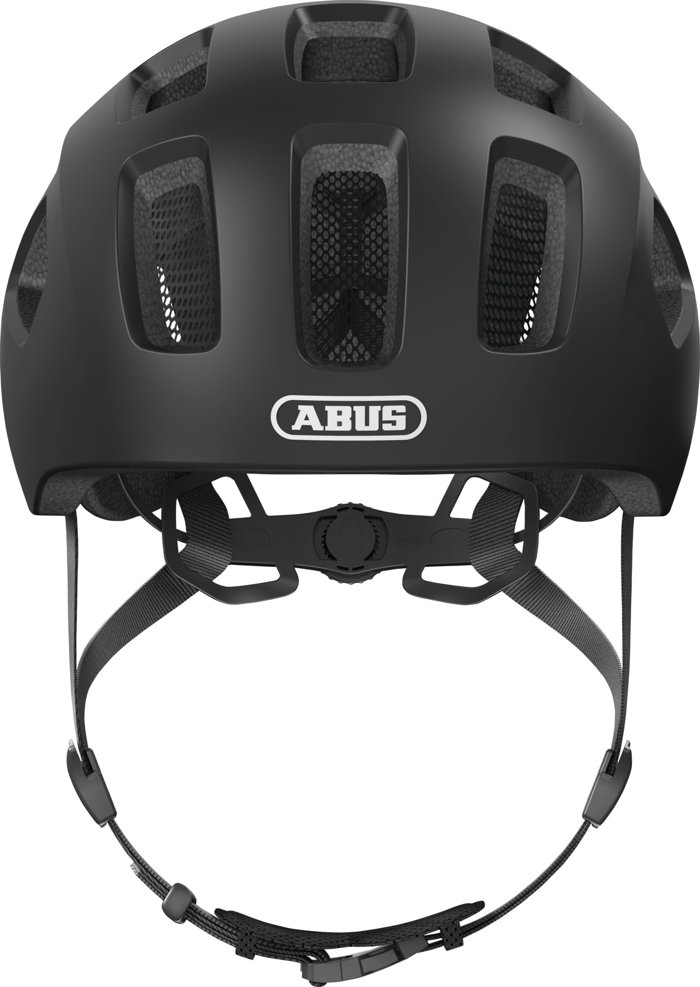 ABUS Kask Rowerowy Youn-I 2.0, Czarny Mat, Rozmiar M | Kask miejski z tylnym światłem LED, konstrukcja In-Mold, siatka ochronna, otwór na warkocz