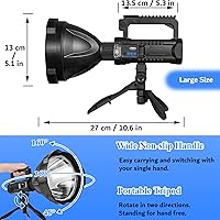 Vista 5 de Rechargeable Spotlight, 2,000,000L High Lumens Led Spot Lights Outdoor Handheld Super Bright Long Range Powerful Flashlight with 4 Modes, Tripod