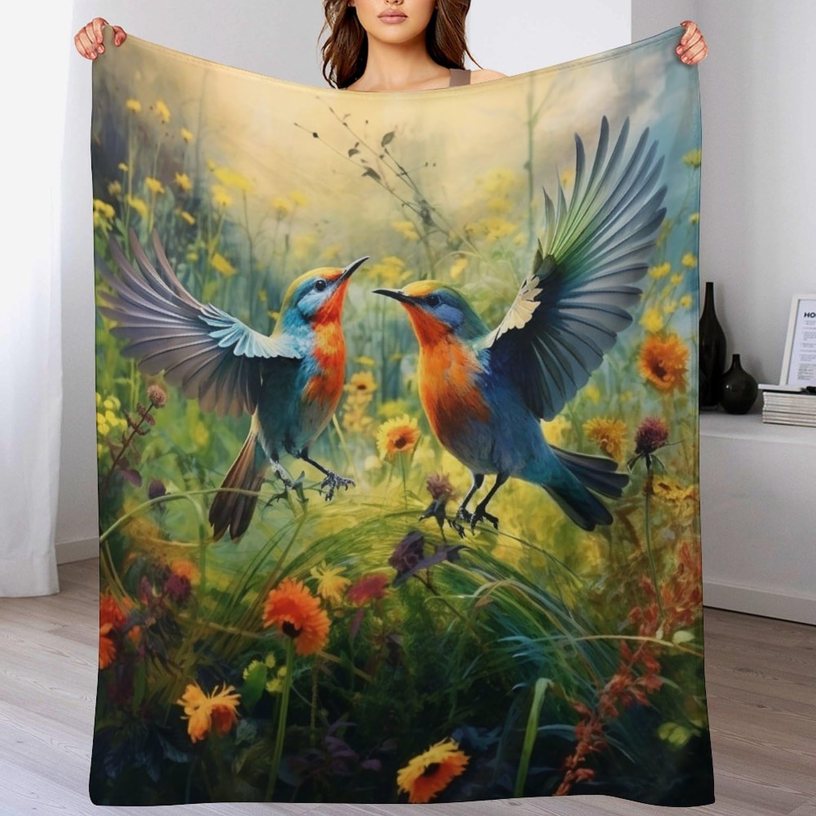 3D Cute Bird Plush Bed Blanket, Flannel Blanket for Kids Teen Young Boys Girls Throw Blanket Modern Fashion Anti-pilling Blanket for Couch Bed Sofa（150×200cm） — image 1