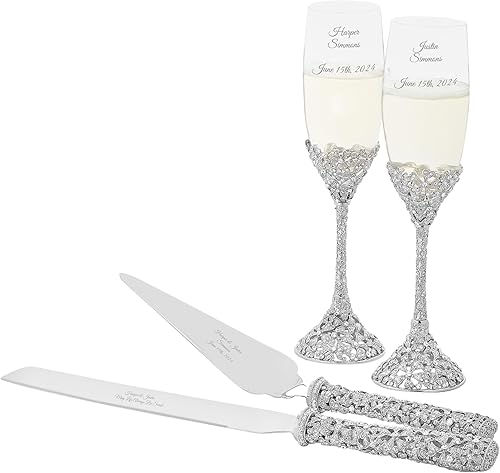 THINGS REMEMBERED Conjunto de boda de ramo de cristal personalizado (personalización gratuita)