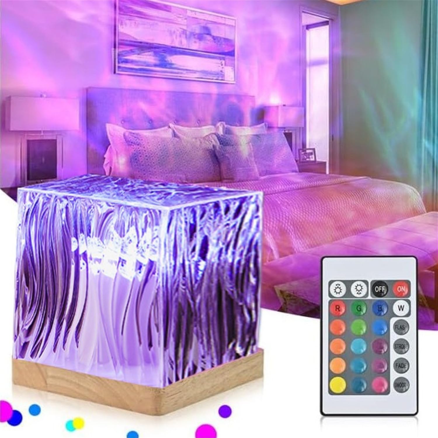 AILISK keyora Aurora Dreamscape Projector,Aurora Glow Lamp, 16 Colors Ocean Wave Projector Cube Light W/Remote, Rechargeable Cordless Northern Lights Wave Cube Light