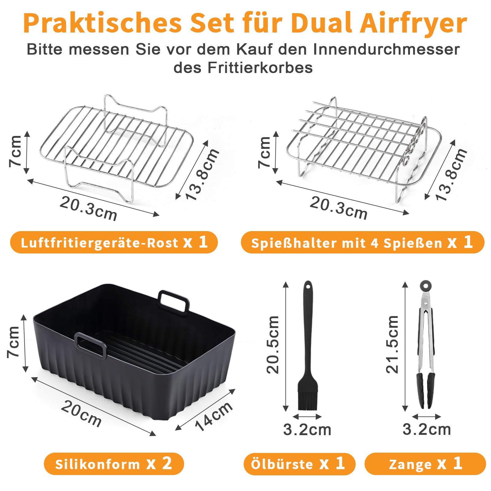 Zestaw akcesoriów do Airfryer Ninja Foodi AF300EU AF400EU, hunnycook 10 szt. Airfryer do Airfryer 7,6 l / 9,5 l Ninja Dual Airfryer, w zestawie akcesoria do Airfryer, forma silikonowa, stojaki i