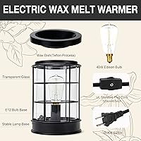 Vista 3 de Electric Wax Melt Warmer,Wax Warmer for Scented Wax Melts,Candle Wax Burner Fragrance Warmer and Vintage Light Bulbs,Wax Melt Melter for Rustic Home