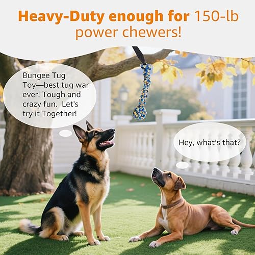 Vista 20 de LOOBANI Juguete de poste de resorte para Pitbull: juguetes de tira y afloja para perros pequeños y grandes masticadores agresivos para hacer