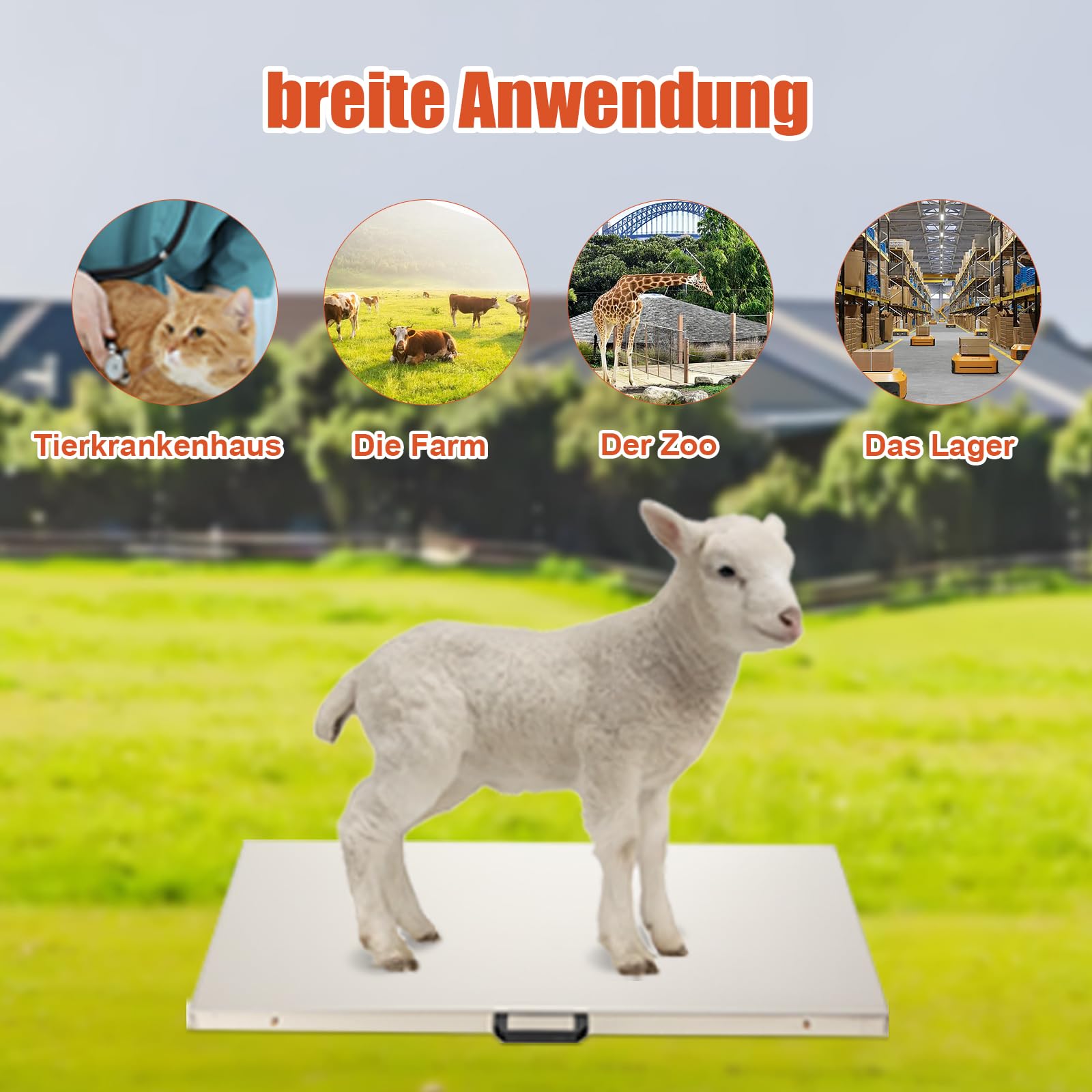 300kg/660lbs Digitalwaage Paketwaage Veterinärwaage Große Tierwaage, Externes LCD Plattformwaage mit 201 Edelstahlplattform