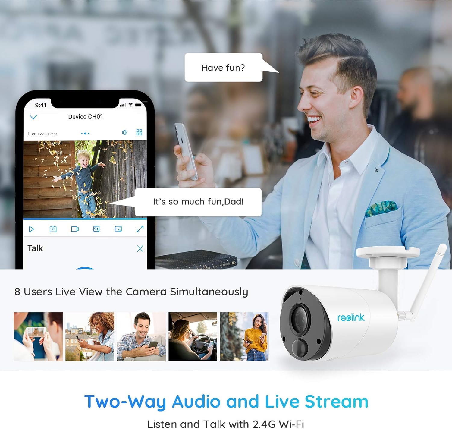 Outdoor Security Camera System Wireless, Solar Battery Powered, 1080p Wirefree Waterproof 2-Way Talk Night Vision w/ PIR Motion Sensor, Support Alexa, REOLINK Argus Eco+Solar Panel : Electronics